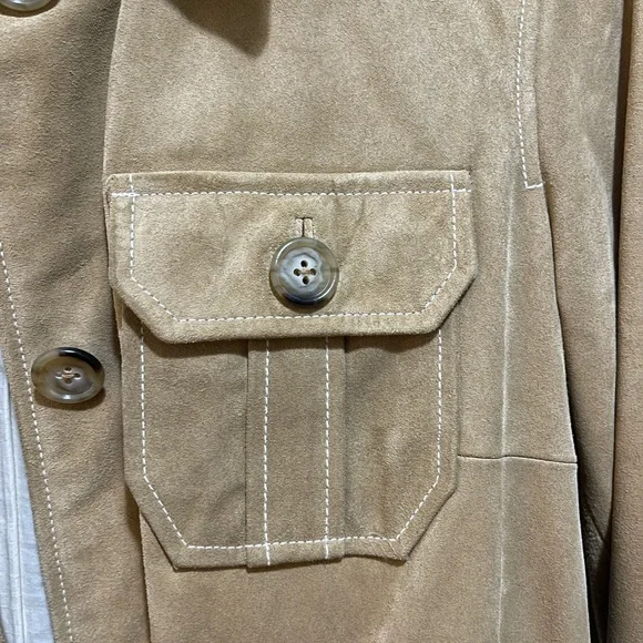 GAP Vintage Women's Camel Suede Trench Coat Size M - Picture 9 of 14